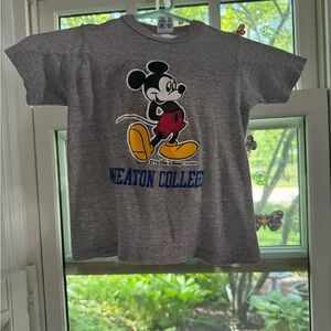 Vintage 80's Wheaton College MICKEY MOUSE
Heather Grey T-Shirt Champion kids S